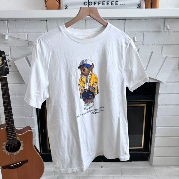 Polo Ralph Lauren Bear White T-shirt Yellow Jacket Hat Preppy Bear Logo